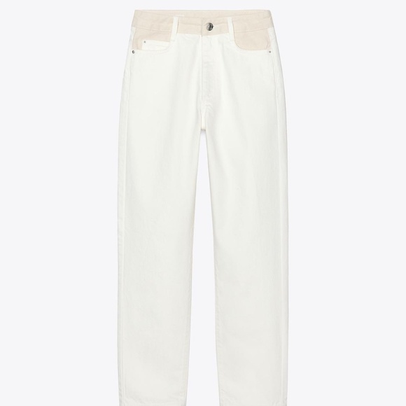 HIGH-RISE MOM FIT JEANS WITH CONTRAST WAISTBAND - Picture 1 of 11